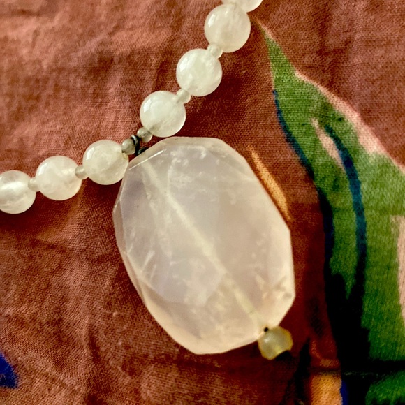 Gorgeous, rose quartz, necklace, large stone, with beads of rose quartz - Picture 3 of 6